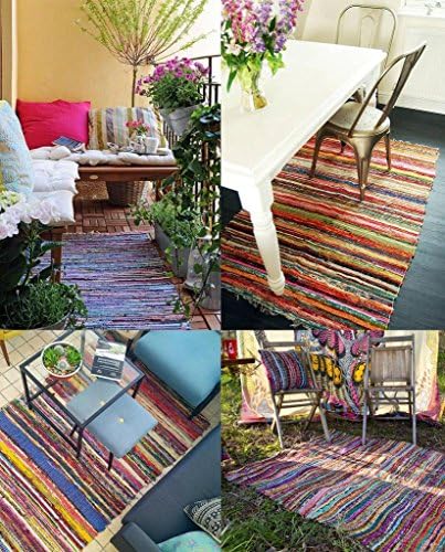 Tapetes de área de área de chindi feita à mão tapetes retangulares Durrie Durrie reciclado Bohemian Beach Yoga Mat Indian Floor Kilim Candpane