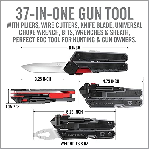 Tool de armas ávidas real Max, 37 em 1 Multitool para armas, inclui alicates, cortadores de arame, lâmina de faca, chave de estrangulamento