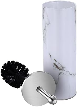 Zahari Home Marble Tailet Bonche e suporte para banheiro, escova de tigela de metal, mármore branco