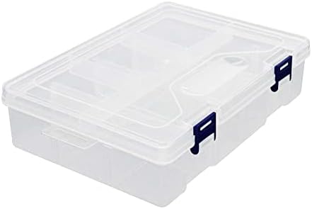 Juvielich Clear Plastic Organizer Box, 8 grades de joalheria de armazenamento de grades com divisores ajustáveis, para contas de artesanato diy artesanato tackles de pesca de jóias 9.06 x 6,3 x 2,36 1pc