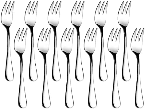 TRJGTAS Forks de sobremesas 12, 5,5 polegadas, garfos de aço inoxidável, garfos pequenos do aperitivo, saladas de frutas para festa