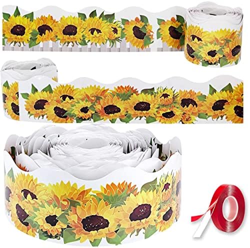 Miiim Garland Sunflower Garland Decor Border, ambos os lados impressos do Bulletin Board Borders para a escola, lounge, escritório,