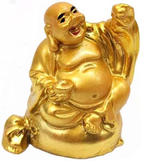 JapanBargain 4500, conjunto de 6 estátuas de Buda rindo Buda Buda Lucky Buda Figuras de Deuses Fengshui, cor de ouro