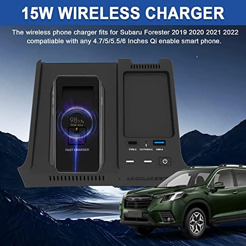 Shademax Custom Fit for 15W Wireless Car Carreger Subaru Forester 2023-2021 Com Dual Charging Pad 27w Porta USB mais