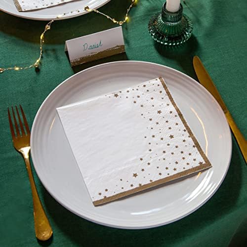 Tabelas de falantes Gold Party Star Nudins | Ótimo para chá de bebê, Natal, Ano Novo, Hanukkah, Eid, festa de aniversário e graduação | Papel, ouro e branco