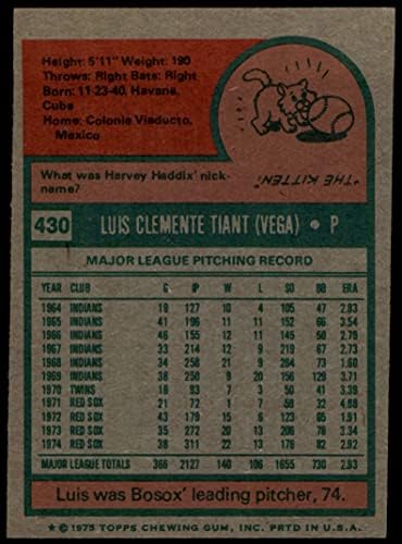 1975 Topps 430 Luis Tiant Boston Red Sox NM Red Sox