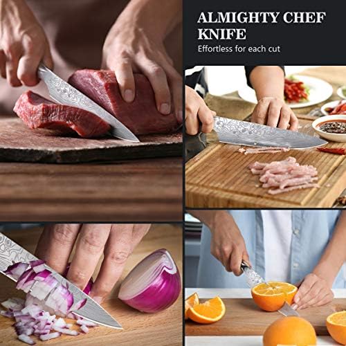 Mosfiata 8 Super Sharp Professional Chef's Faca com guarda de dedos e faca, alemão aço inoxidável de alto carbono EN1.4116 com