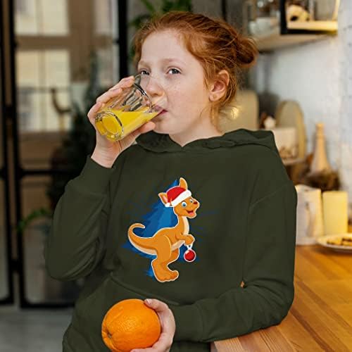 Kangaroo Christmas Kids 'Sponge Fleece Hoodie - Capuz de animais fofos - capuz de design de férias para crianças