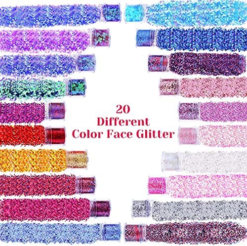 Glitter grossa para unhas, CRIDOZ 20 CORES COLORES FACOS GLITTER GLITTER GLITTH CABE