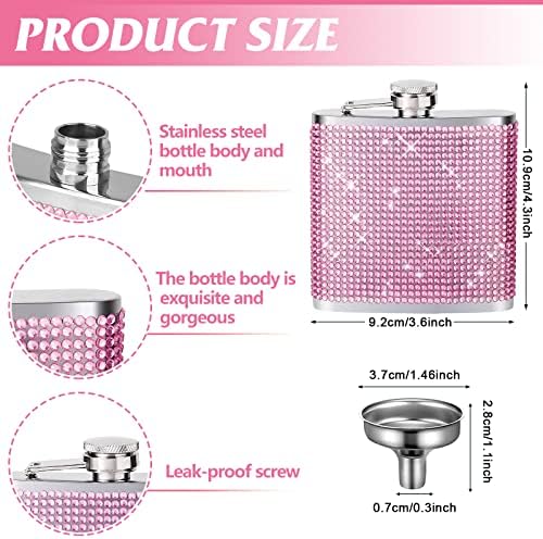 2 PCs Panunchas de frasco de quadril de diamante para mulheres para licor 6,8 oz bolsas de bebida de bebida de plástico rosa Bolsa