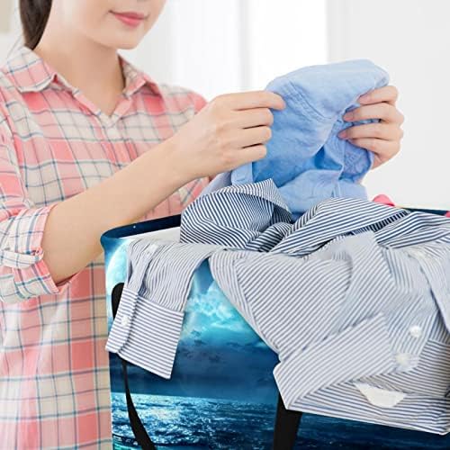 Lua cheia e subaquática Prind Print Print Collapsible Laundry Horse, 60l de lavanderia à prova d'água de lavagem de roupas de roupas de roupas de roupas para o dormitório do quarto