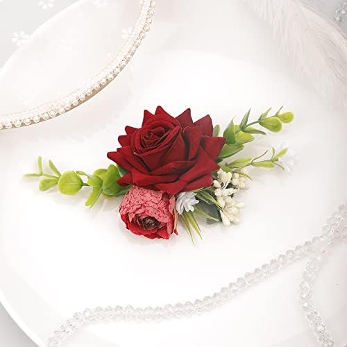 Jumwrit Bridal Rose Hair Clip Flor Flor Moda Folhas Cabeças de Cabeça Acessórios Florais de Cabelo Para Noiva Meninas