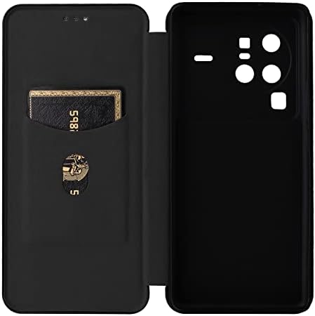 Casos de flip de smartphone wanri para estojo Vivo x80 Pro 5g, fibra de carbono de luxo PU+TPU CASE Híbrido Caso de choque