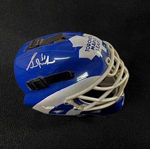 Grant Fuhr assinou o Toronto Maple Leafs Riddell Mini Goalie Mask - capacetes e máscaras autografadas da NHL