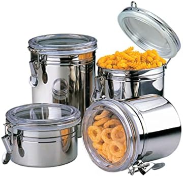 SWR 4pcs/conjunto de vasilhas em aço inoxidável Flip Clear Top Toir Tight Coffee Storage pode engarrafar cozinha