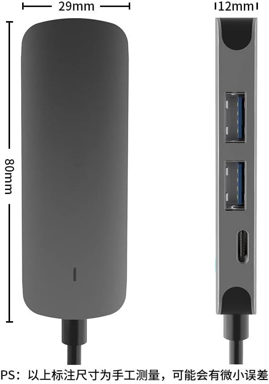 4 em 1 Cabo adaptador USB-C para HDMI com 2 estação de dock de hub feminino USB3.0A e tipo C para tablet para iPhone 12