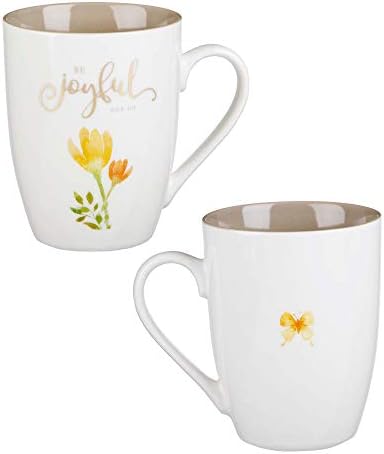 Presentes de arte cristãos caneca de café/chá em cerâmica para mulheres | Seja grato, fiel, agradecido e alegre. Conjunto em