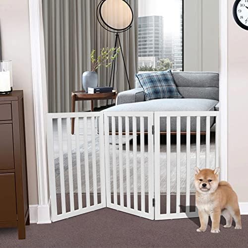 ZJSF portão dobrável de cachorro dobrável para casa extra larga de madeira branca escada portão portão de cão portas portas
