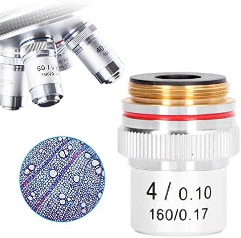 4x Lens de microscópio de tamanho padrão, alta transmitância de luz, latão, objetivo universal, mão de obra de laboratório