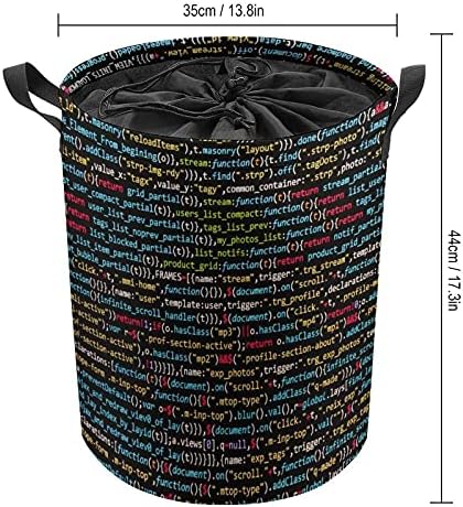 Código de computador Programador Sacos redondos de lavanderia cesta de armazenamento de cesto à prova d'água com alças e tampa de fechamento de cordas