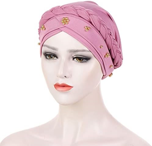 Chapéu de gorro vintage para mulheres pérolas pérolas tampa de cabeceira da moda do crânio Caps Caps de quimioterapia elástica