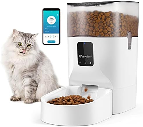 Vavopaw 7L Automático alimentador de gatos, dispensador de alimentos inteligente habilitado para Wi -Fi para gatos, cães e pequenos