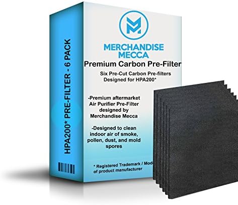 Pré -Cut para o HPA200 Premium Carbon Ativated PRE Filtros 6 Pacote compatível com o purificador de ar HW. Precision ajuste