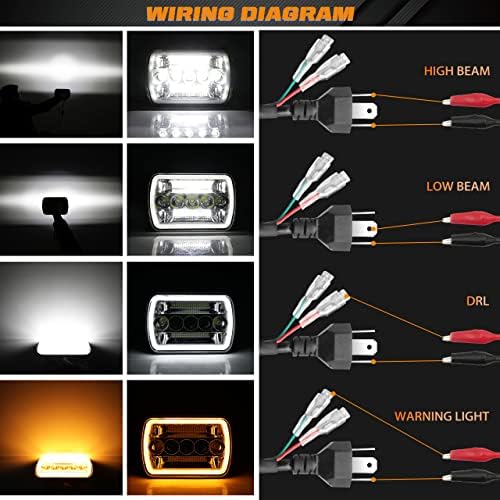 UNSHINE 5X7 FARECTROS DE LED DE 7X6 POLEÇÃO VATO SELADO H6054 LED FELHEIROS AMBER/BRANCO DRL Turn Signal Headlamp Retangular