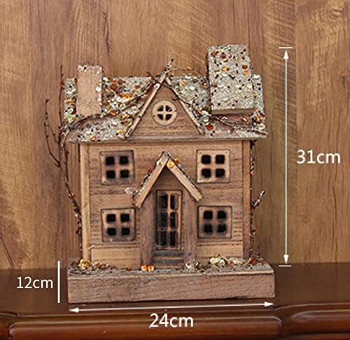 LED Christmas Snow Village Wooden House: Casa de Christmas Town, de cor quente, casa em miniatura. Adequado para tela central de desktop