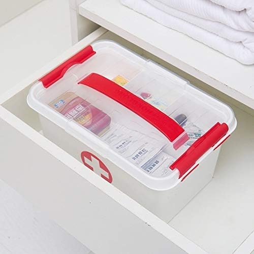 YHBM Pequena caixa de armazenamento médico, portátil transportar manual Medicina plástica Primeiros socorros Bin Organizador