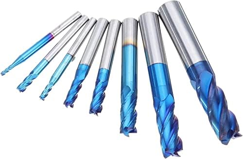 Bienka 8pcs azul naco 2-12mm 4 flautas moinho de extremidade de carboneto Conjunto de moinho de tungstênio hrc50 ferramenta