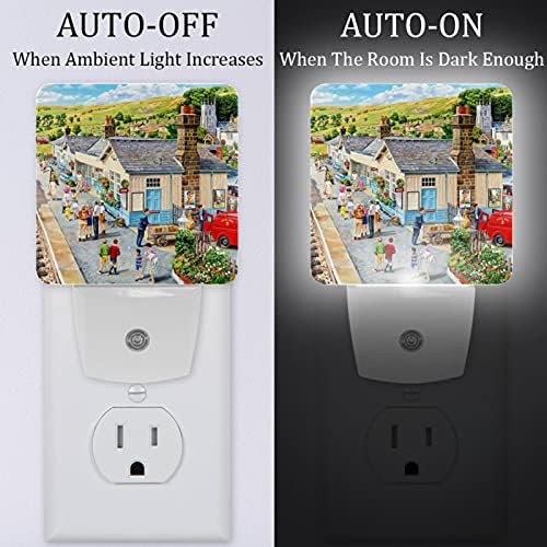 Lorvies Train Station Plug in LED Night Light Auto Sensor Dusk to Dawn Decorative Night para quarto, banheiro, cozinha,