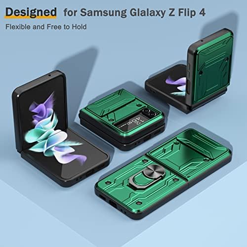 NIUBITY PARA SAMSUNG Galaxy Z Flip 4 Case, com tampa da câmera deslizante e kickstand magnético, cobertura de proteção à prova