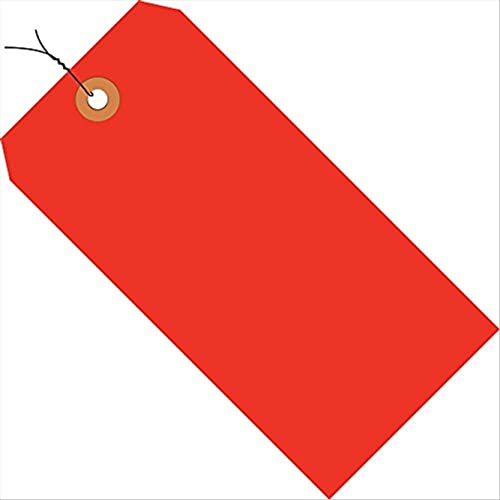 Tags de remessa com fio Aviditi, 4 1/4 x 2 1/8, 13 pt, laranja fluorescente, com ilhas reforçadas, para identificar ou endereçar