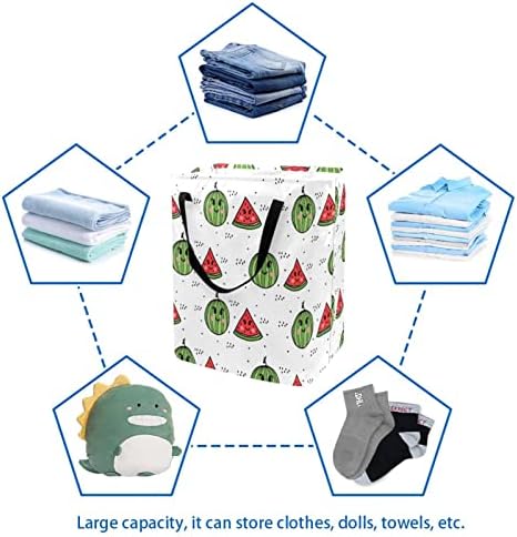 Cartoon Watermelon Print Print Collapsible Laundry Horse, 60l de lavanderia à prova d'água de lavagem de roupas de roupas de roupas para o dormitório para o dormitório