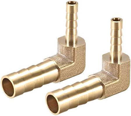 UXCELL de 8 mm a 4 mm de mangueira de bronze barb de 90 graus Conector de tubo de cotovelo acoplador 2pcs