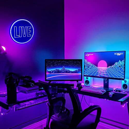 NOXTROND LIVER LIVERSOS LIVRES LIVRES SIGN, PODERADO DE USB LIVE ON LED LED NEON NEON WALL ART SIGN, decoração de parede diminuída Round Round Live Streaming NEON Night Light LED LED para streamer, jogador, sala de jogos, decoração em casa