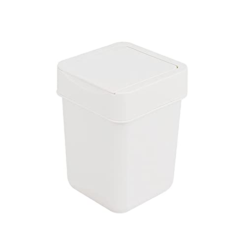 Carrotez pequena lata de lixo com tampa, 2 litros/ 0,5 galões, mini lata de lixo, cesta de lixo, recipiente de lixo para café, banheiro, cozinha, escritório, mesa, quarto, mesa - branco