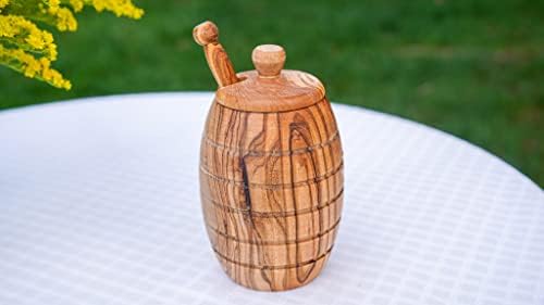 Lipper International Olive Wood Honey Pot com tampa, 3 x 2,5 x 5