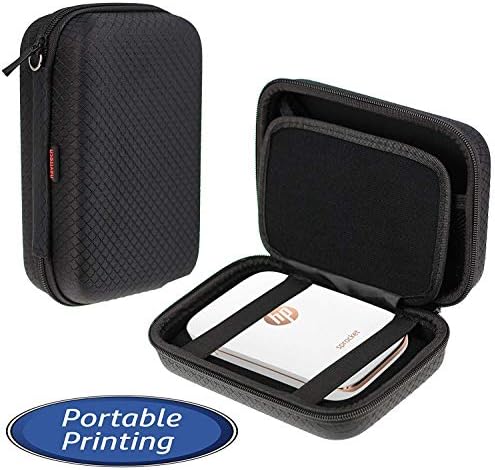 Navitech Black Pocket/Portable/Mobile Impressor Case de transportar compatível com o HP Sprocket Plus