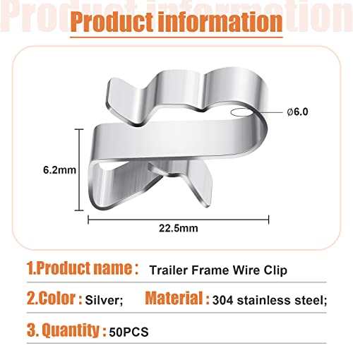50 PCS Clipes de arame da estrutura do reboque clipes de aço inoxidável Clipes de cabos de metal 22,5 mm/ 0,89 polegada