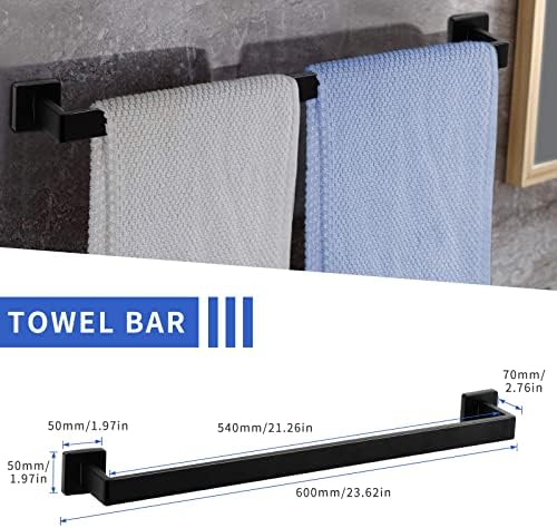 5 peças Conjunto de hardware do banheiro, acessórios para banheiro preto fosco Defina o suporte de papel de toalha