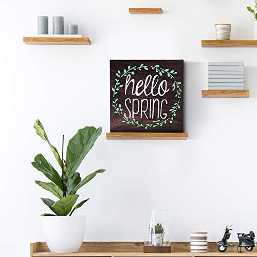 Jetec Hello Spring Wooden Sign Table Spring Table Decoração Pequeno Páscoa Rúmica Páscoa Signo da Fazenda Bloco Staleiro