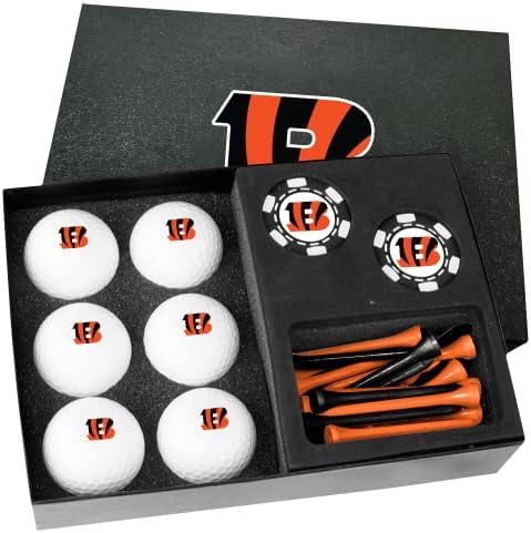 Golfballs.com Cincinnati Bengals Presente com chips de poker preto - bolas em branco