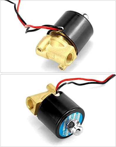 QWORK 1/4 g Válvula solenóide elétrica de bronze 12VDC, 2 Válvula de ar de embalagem normalmente colada para óleo de gás de gás de ar, válvula solenóide de veado de veado de veado