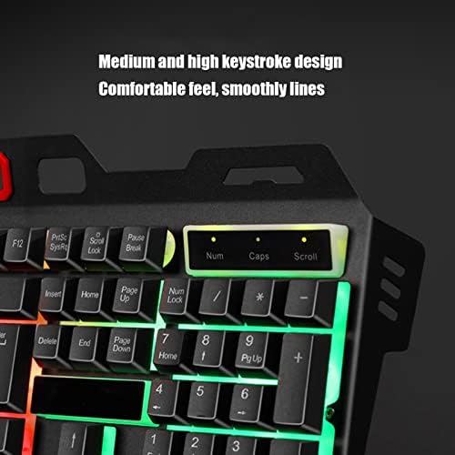 Combinamento de mouse de teclado de jogos com fio, 104 teclas RGB Luz de fundo reforçado do teclado, mouse de teclado USB para jogadores de PC Gamers