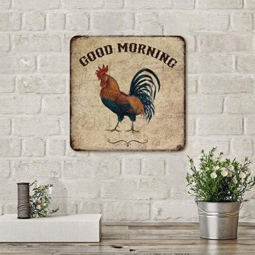 Vintage Metal Tin Sign Farmhouse e Barn Frango Galo de frango sinal de bom dia Classic Wall Door Sign Placa Retro Metal Poster