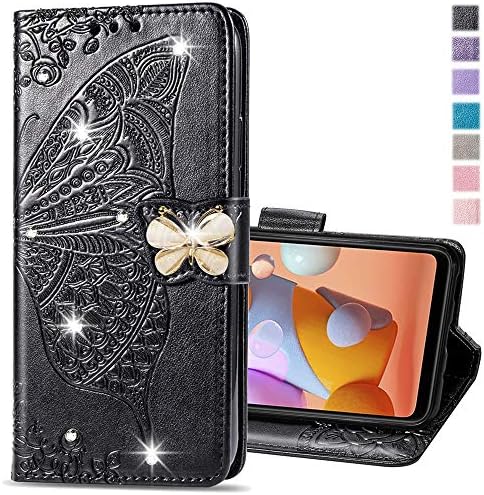 Cotdin para compatível com Samsung Galaxy S23 Ultra Caso Bling com suporte para suporte de couro Caixa de proteção de borboleta de diamante para Samsung Galaxy S23 Ultra Crystal Rose Gold Gold Gold