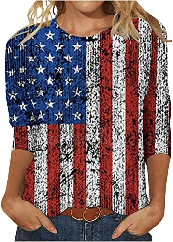 Camisetas patrióticas de bandeira americana de verão feminino Tamas casuais de verão