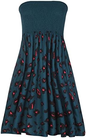 Tubo Top Top Dress Boho Floral Summer Beach Csual Sol Dresses Dress sem alças para mulheres Red S-2xl